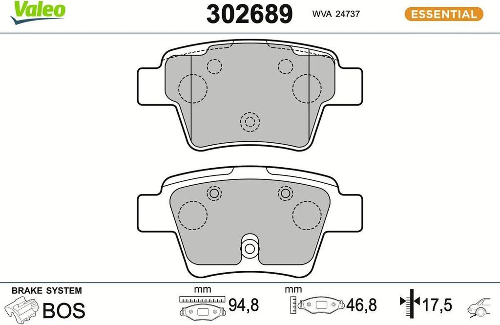 VALEO Bremsbeläge Satz Hinten passend für PEUGEOT 207 (WA, WC) 302689