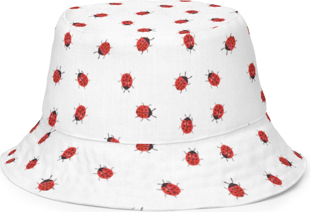 Mr. & Mrs. Panda Bucket Hat Marienkäfer Design Größe S/M - Weiß - Geschenk, Verspielt, Muster, Aquarell, Boonie, Sonnenmütze, Fischerhut, Safa...