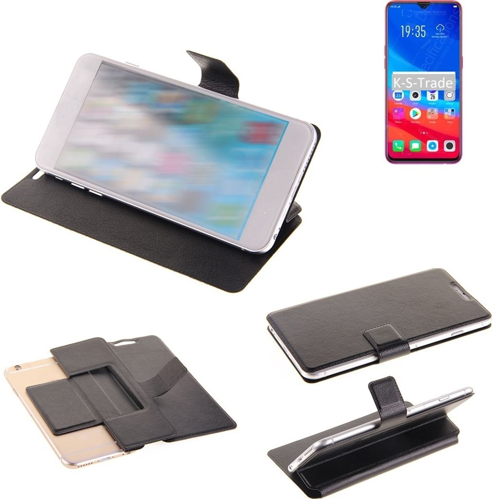 K-S-Trade Schutzhülle kompatibel mit Oppo F9 Schutzhülle Flip Cover Klapphülle Wallet Case Slim Handyhülle bookstyle schwarz