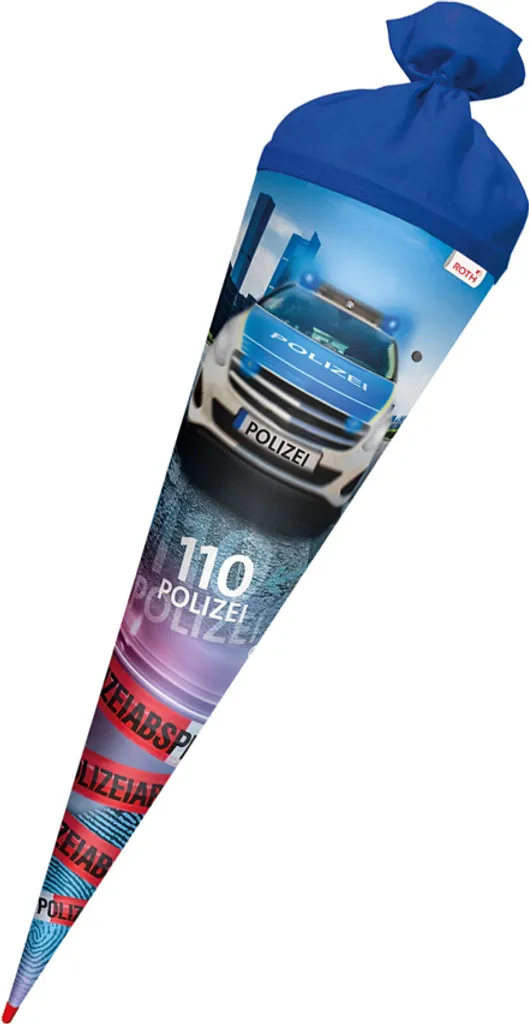 Cornet rentrée Polizei 110 ROTH 70 cm robuste pour cadeaux d'école