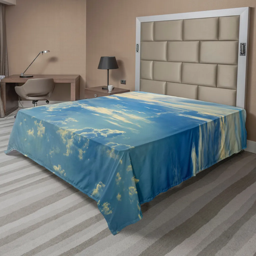 Drap de Lit Supérieur Imprimé Nuages et Ciel Artistique 260 x 228 cm