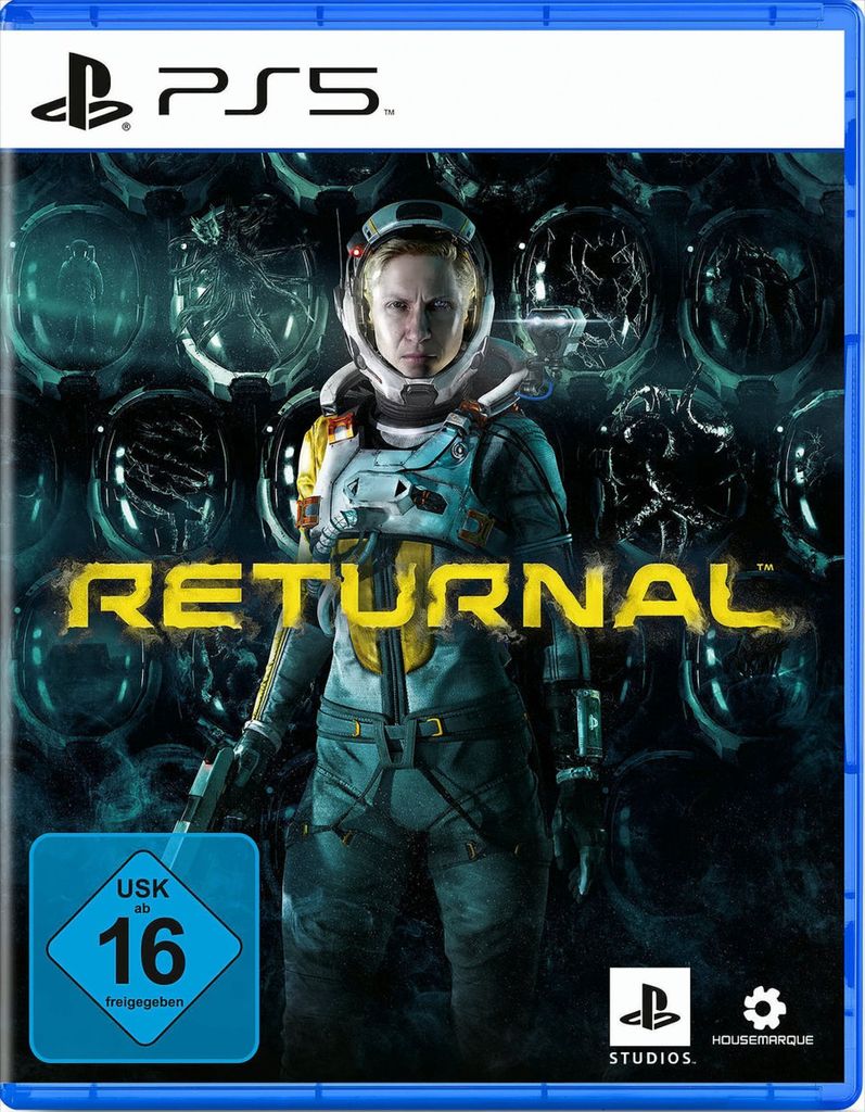 The image shows the cover art for the video game Returnal for PlayStation 5.