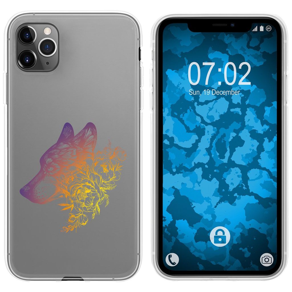 PhoneNatic Case kompatibel mit Apple iPhone 11 Pro Max Silikon-Hülle Floral Wolf M3-3