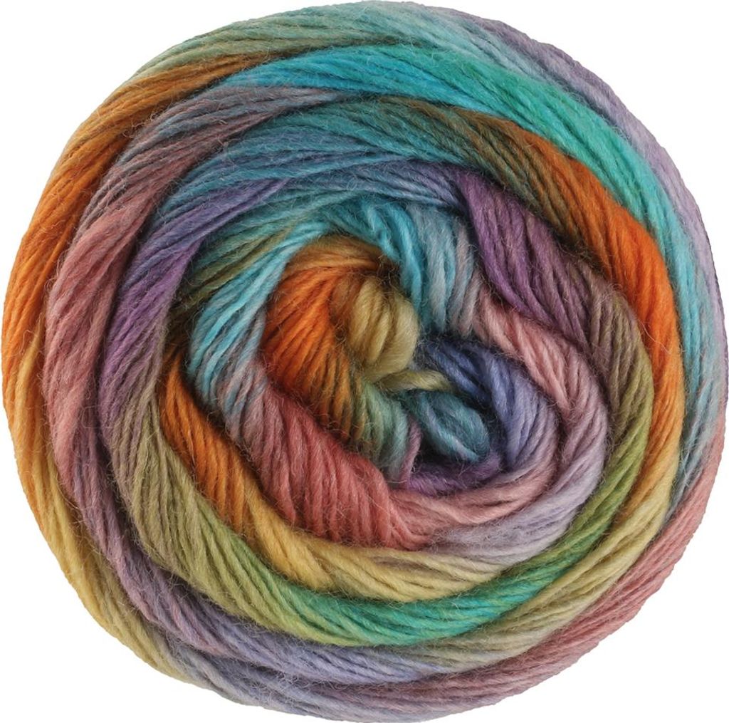 Lana Grossa MEILENWEIT 100 g Color Mix 4-fach Sockenwolle mit leuchtendem Farbverlauf 400 m Farbe 8020 - Olivgrün/Petrol/Blau-/Rotlila/Pistazie/...