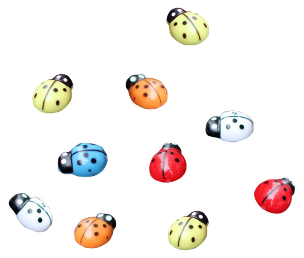 10 Miniatur-Marienkäferfiguren, winzige Marienkäfer-Tierstatuen für Feengärten, Mikrolandschaftsdekoration, Tortenaufsatz