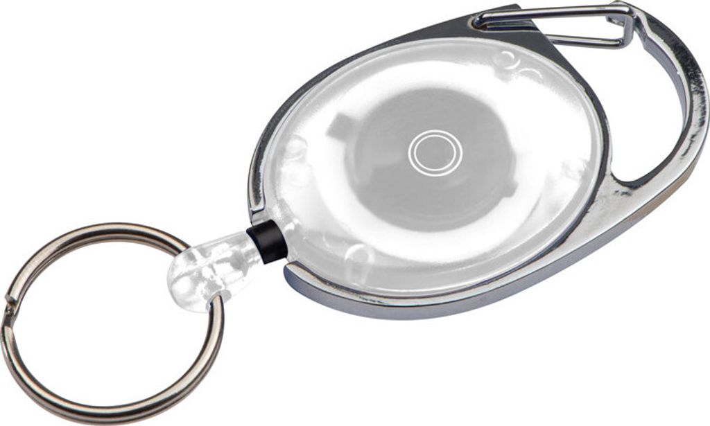 Schlüsselanhänger mit Karabiner und ausziehbarem Schlüsselring / Farbe: weiß