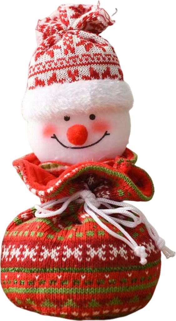 Weihnachts-Geschenktüte mit Kordelzug, 3D-Plüsch, Rentier, Weihnachtsmann, Schneemann, Obstsäcke, wiederverwendbar, Stoff, Süßigkeiten, Aufbew...
