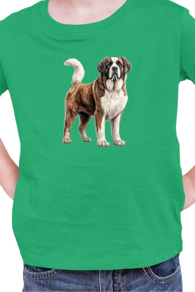 Kinder T-Shirt Dogs Breeds Saint Bernard Dog Breed 005, 3-4 Jahr - 104 / Grün