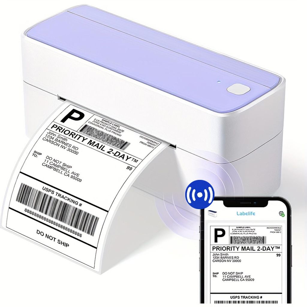 Phomemo Bluetooth thermischer Etikettendrucker, 241BT 4X6 Versand-Etikettendrucker für kleine Unternehmen, Versandpakete, für iPhone, Android, lila