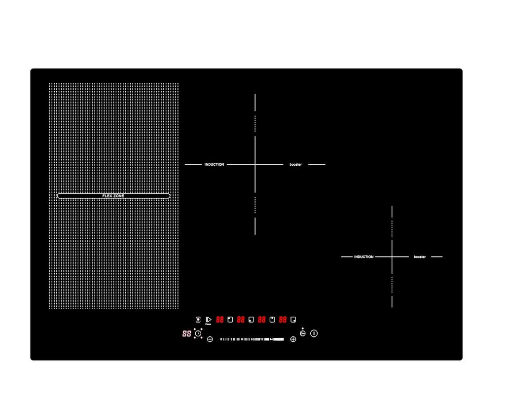 Acopino Induktionskochfeld KMI5F – 77 cm, 4 Kochzonen mit Flexzone, autark