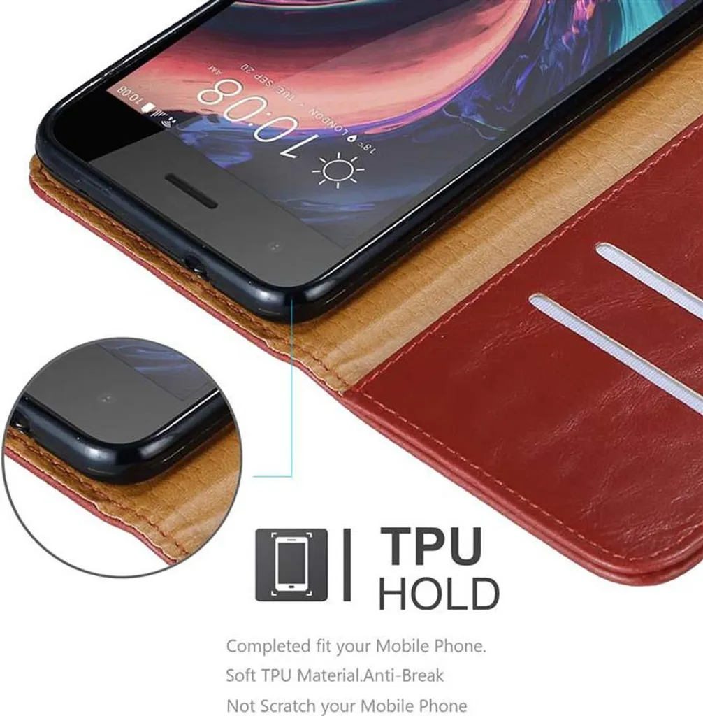 Cadorabo Custodia Libro per HTC DESIRE 700 in ROSSO