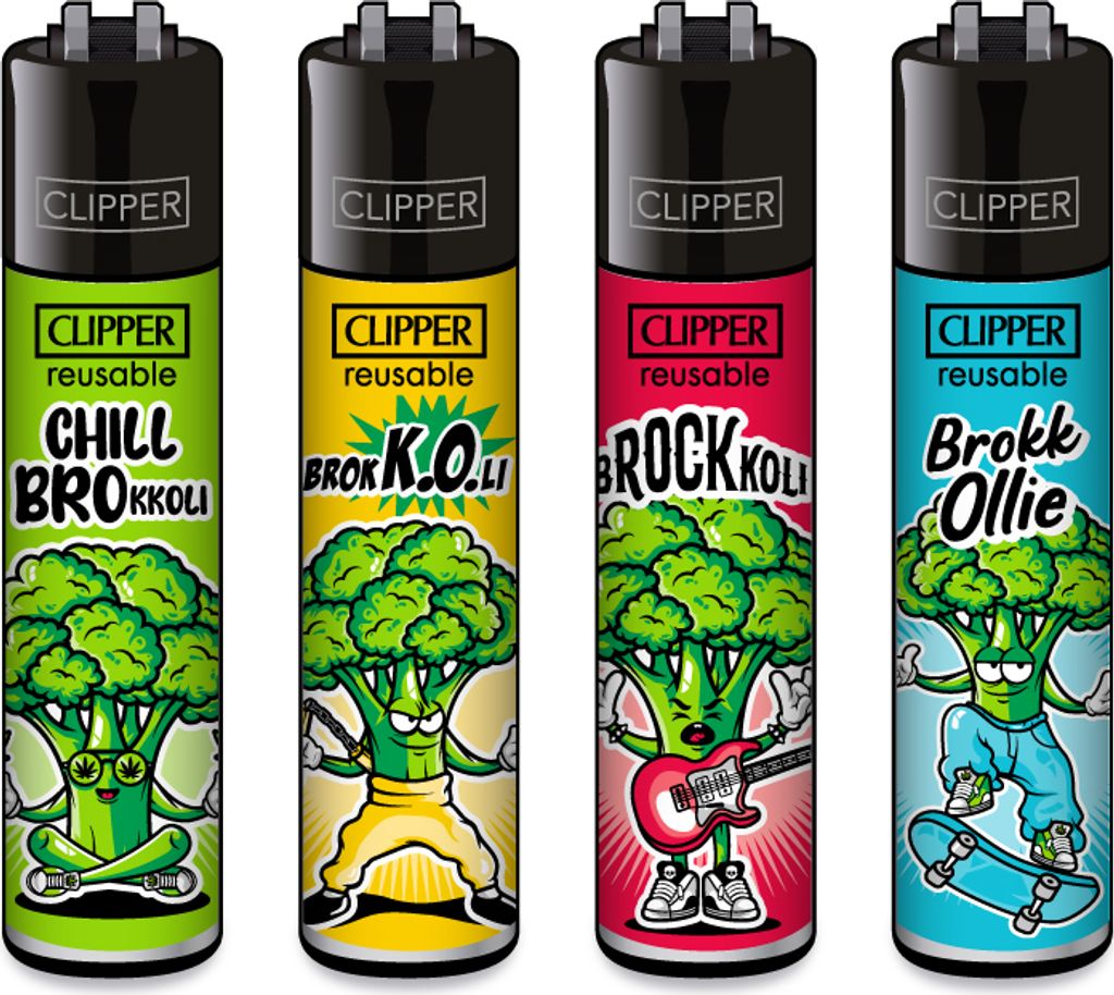 Clipper Feuerzeuge 4er Set: Brokkoli