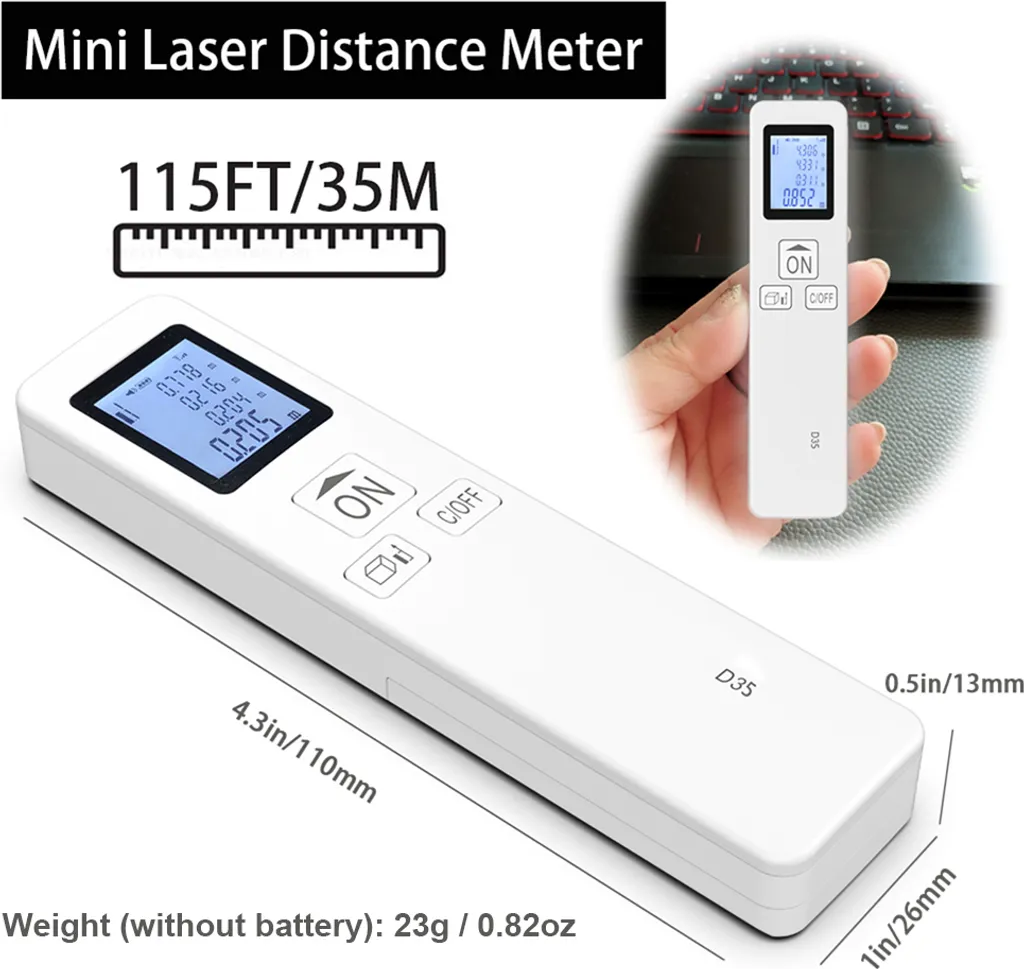 Télémètre Laser 35m avec Écran LCD - Mesureur Multifonction Pythagore