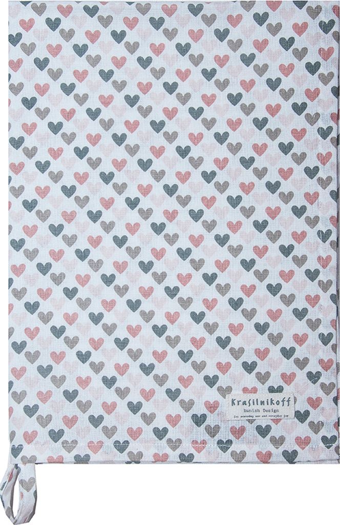 Krasilnikoff – Geschirrtuch KW12913 – Konfetti Hearts, Rose Produktbild 
