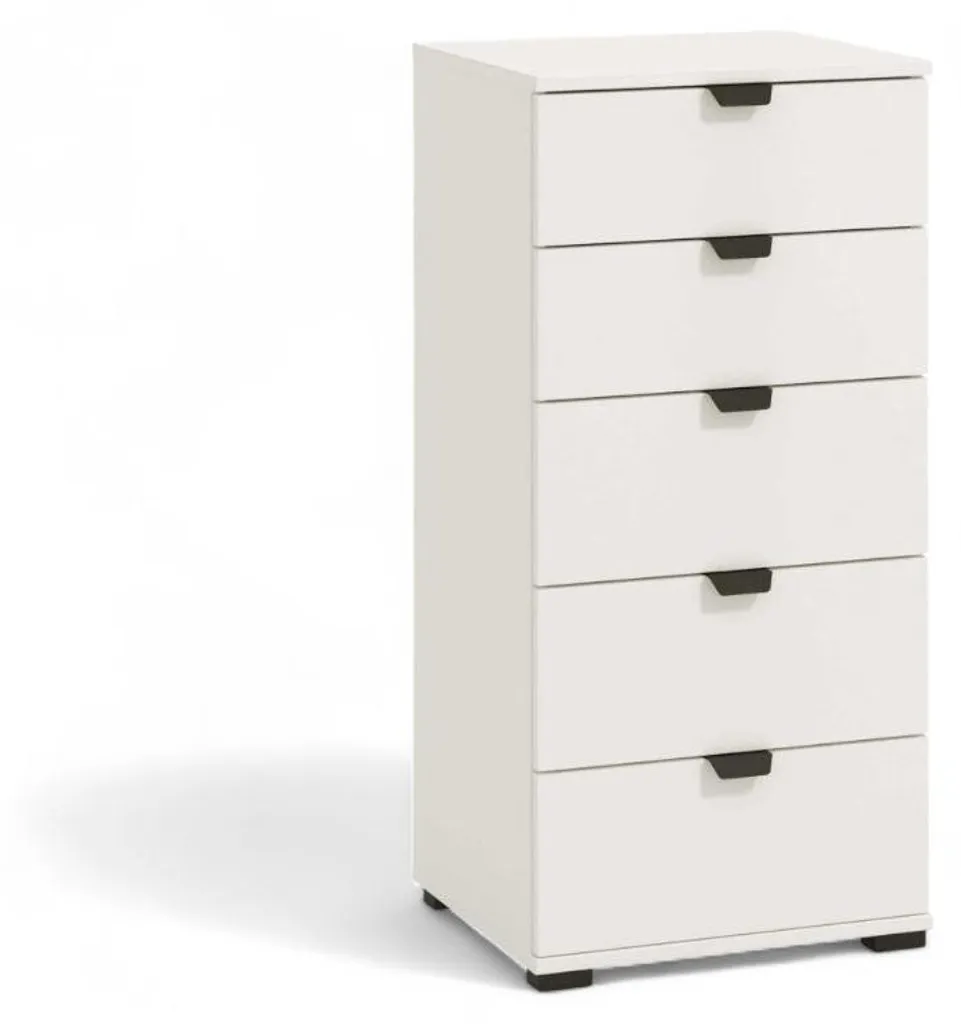 Commode moderne en aggloméré bilaminé blanc mat, 45x40x95 cm Duero