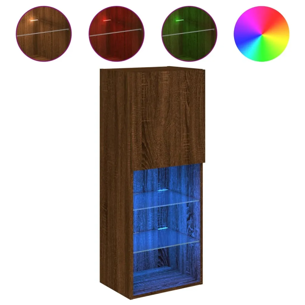 SYFAX™ Mobile TV con Luci LED Rovere Marrone 40,5x30x102 cm