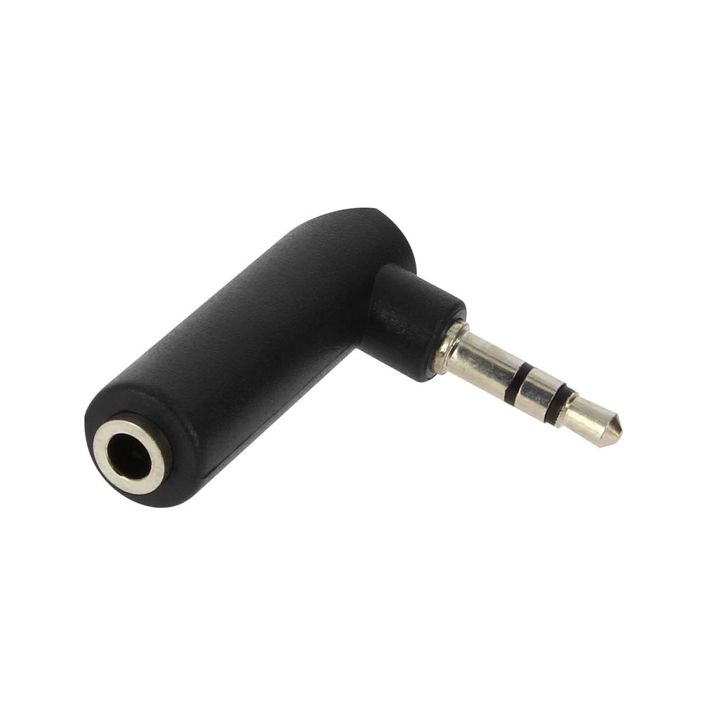 Audio-Adapter 3.5mm Stecker / 3.5mm Buchse, Klarer Klang, abgewinkelt – Schwarz