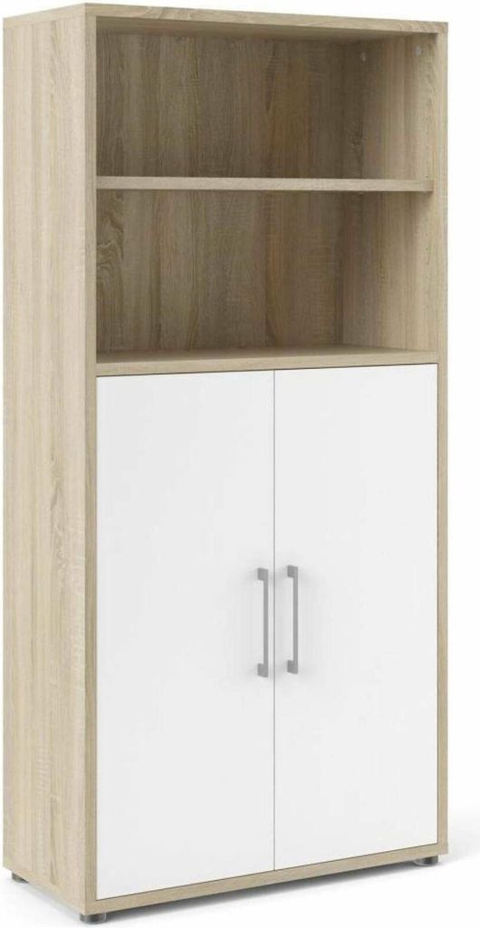 Kommode Louna, Wohnzimmerbuffet, Wohnzimmer-Sideboard, Moderne Küchen-Speisekammer, 89x40 h186 cm, Eiche und Weiß