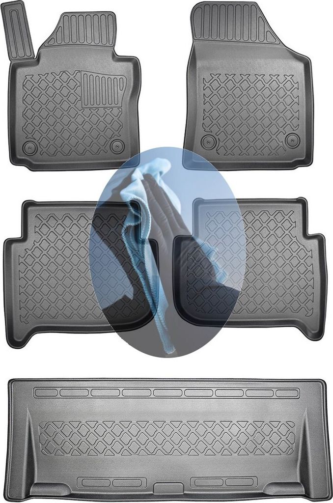 Z522334 TPE-Gummifußmatten kompatibel mit VW Touran United 1 1T Van Kombi 5-türer 2008-2015 7-Sitzer, 1. + 2. + 3. Sitzreihe
