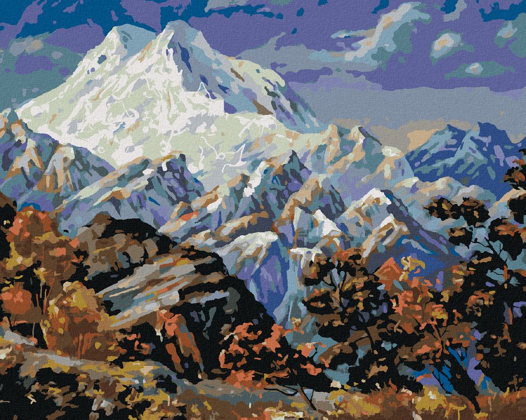 Zuty - Malen nach Zahlen - BLICK AUF DEN BERG ELBRUS, 40x50 cm, mit Keilrahmen (bereits gespannt)