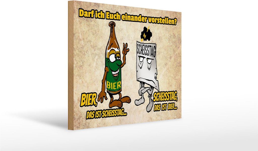 Holzschild darf ich euch vorstellen Bier, 40 x 30 cm, Holzschilder Spruch Alkohol