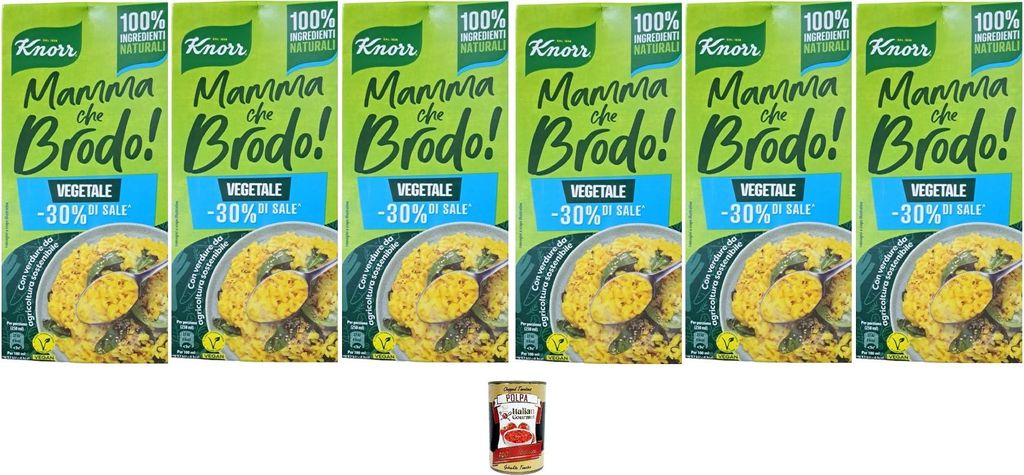 6x Knor Mamma che Brodo! Vegetale -30% aus Salz Gemüse 1Lt +Italian gourmet polpa 400gr