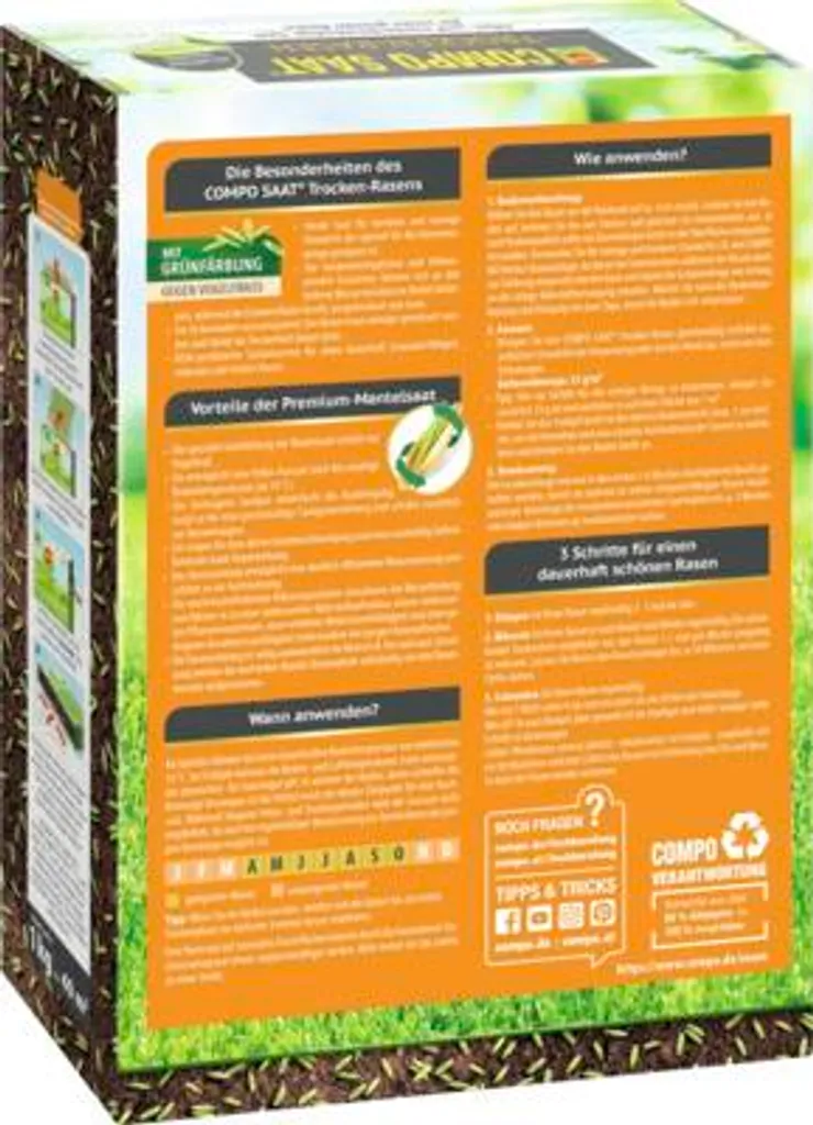 Gazon jauni par le soleil ? Solution Semences Sol Sec COMPO 40m² - 3