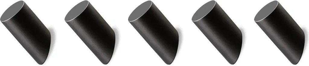 Patères murales en bois design noir pour chapeaux et manteaux, 5 pièces