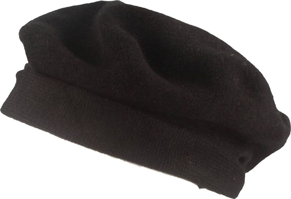 Kopka Steg-Baskenmütze aus reinem Cashmere in schwarz