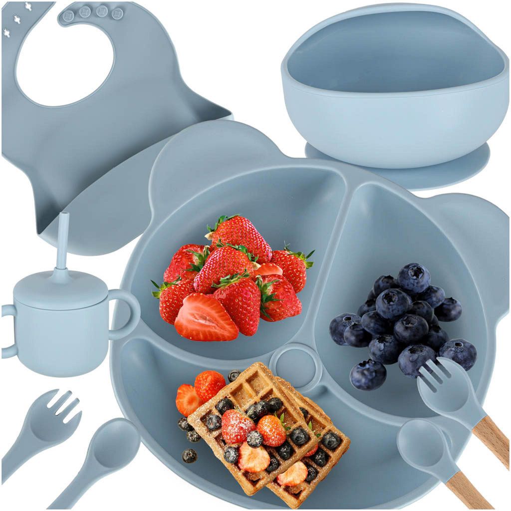 Set di 8 accessori in silicone per bambini, colore blu Immagine del prodotto 