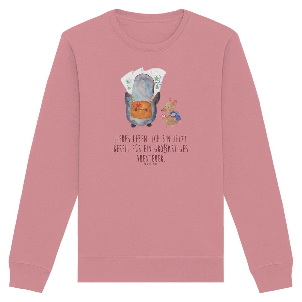 Mr. & Mrs. Panda Baumwoll Sweatshirt Pinguin & Maus Wanderer Größe M - Canyon Pink - Geschenk, Ausflug, Pullover, Abenteuer, Sweater, Pulli, Wandern