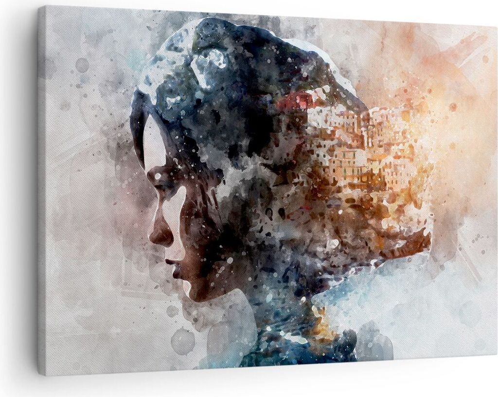 Bild auf Leinwand - Leinwandbild - Frau Abstraktion - 70x50cm - Wand Bild - Wanddeko - Wandbilder - Leinwanddruck - Bilder - Kunstdruck - Wanddekor...