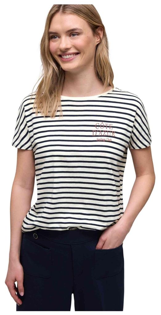 Street One striped shirt w.chest print shadowed navy 38