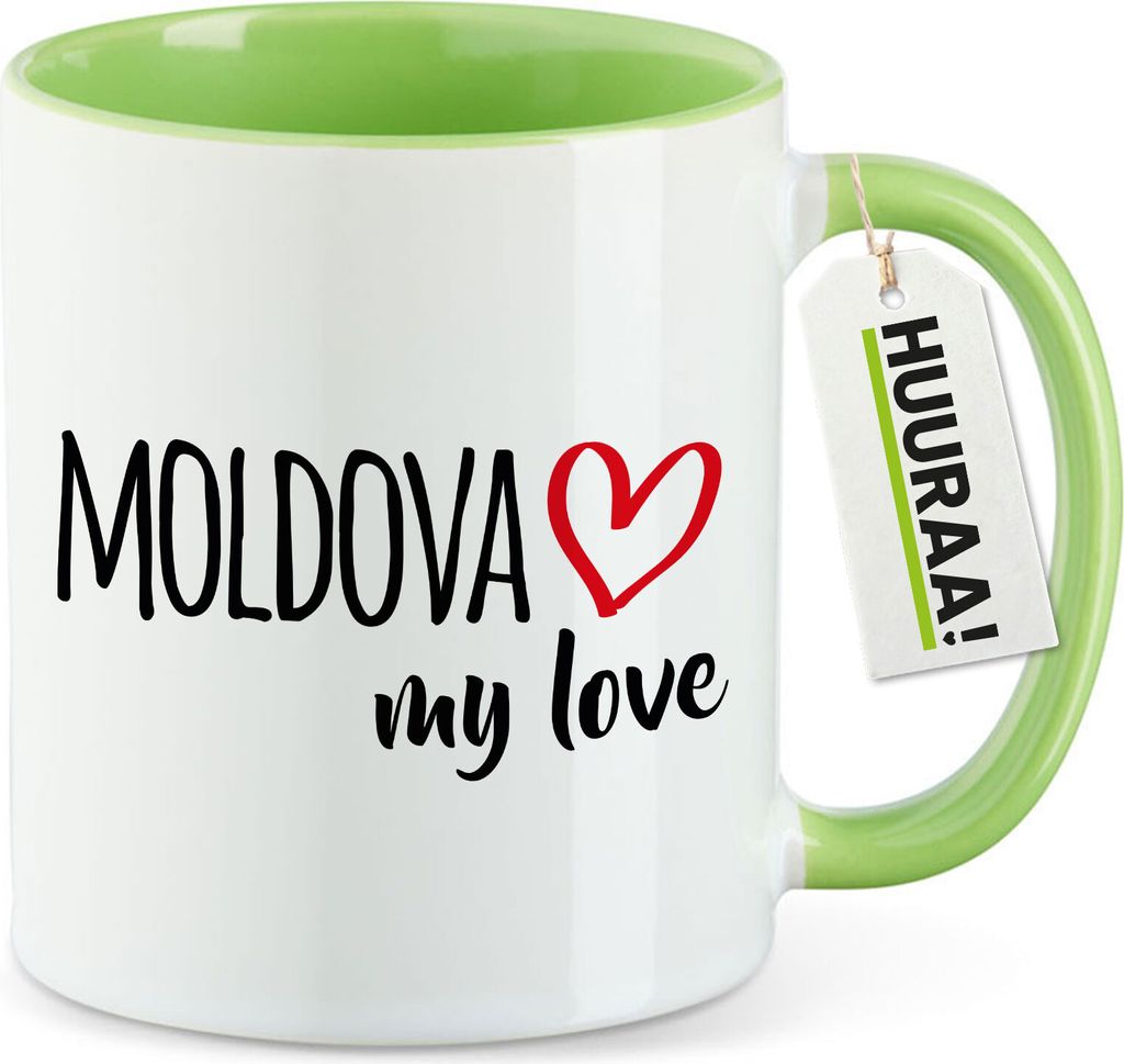 Huuraa Kaffeetasse Moldova my love 330ml Grün Keramik Kaffeebecher Geschenkidee