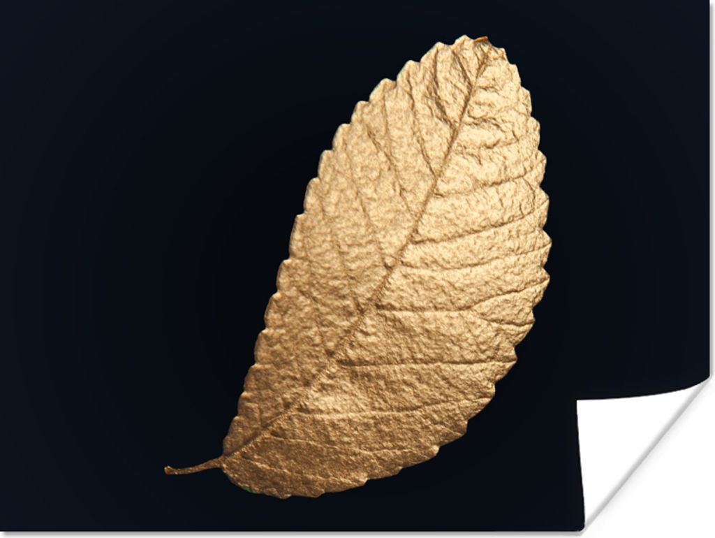 MuchoWow Poster Gold - Blätter - Schwarz - Pflanzen - Luxus - Natur 40x30 cm - Plakate für die Wände - Poster Wohnzimmer