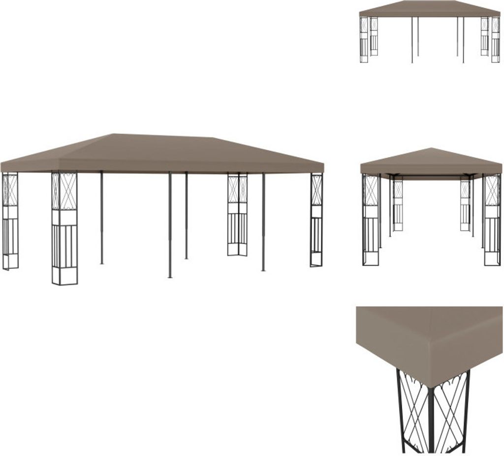 vidaXL Pavillon 6x3 m Taupe Stoff - Pavillons & Partyzelte