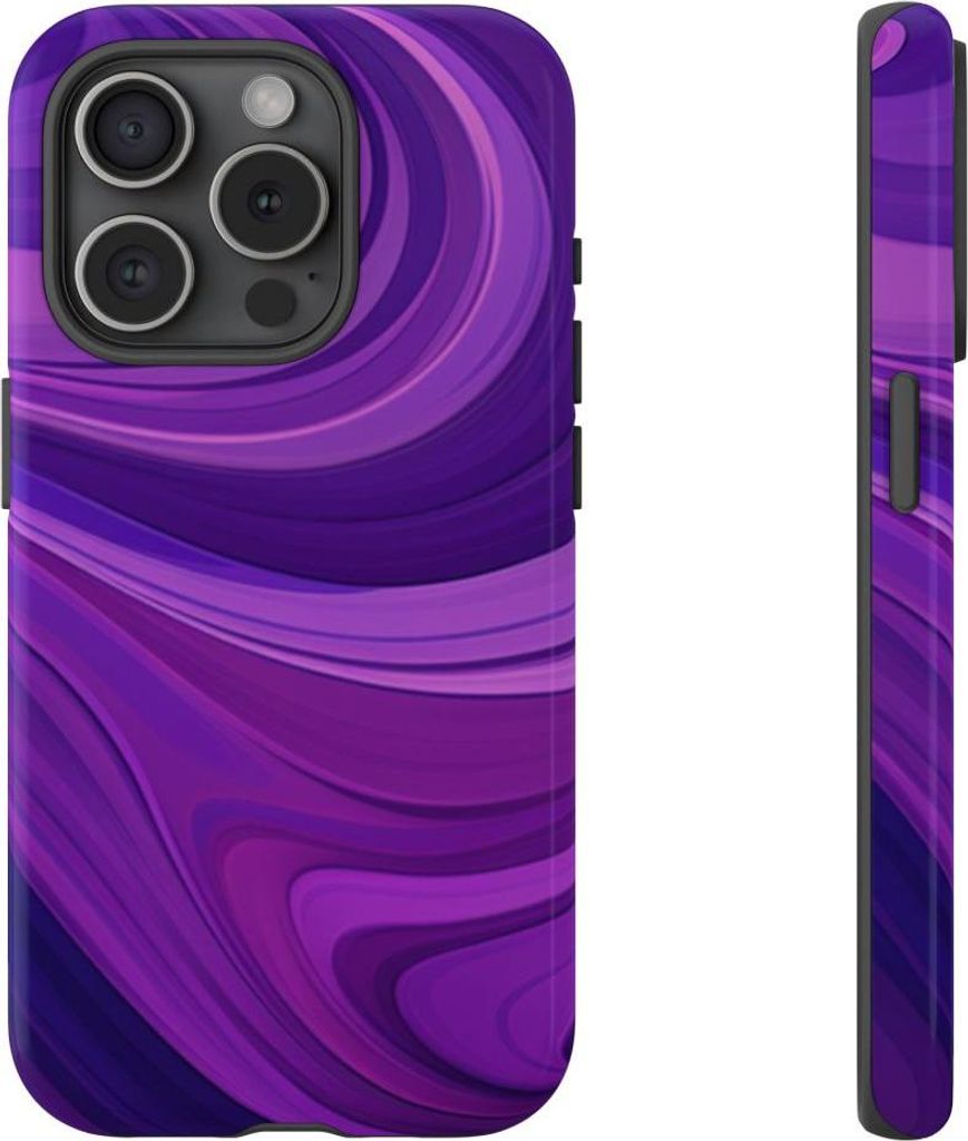 Abstraktes Wellenmuster in Violett – Hülle Kompatibel mit iPhone 15 Pro