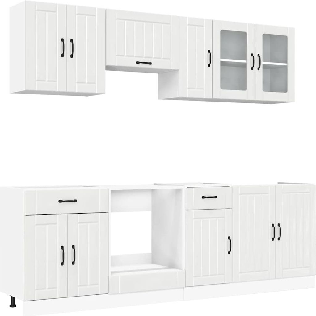 8-tlg. Küchenschrank-Set Lucca Hochglanz-Weiß Holzwerkstoff