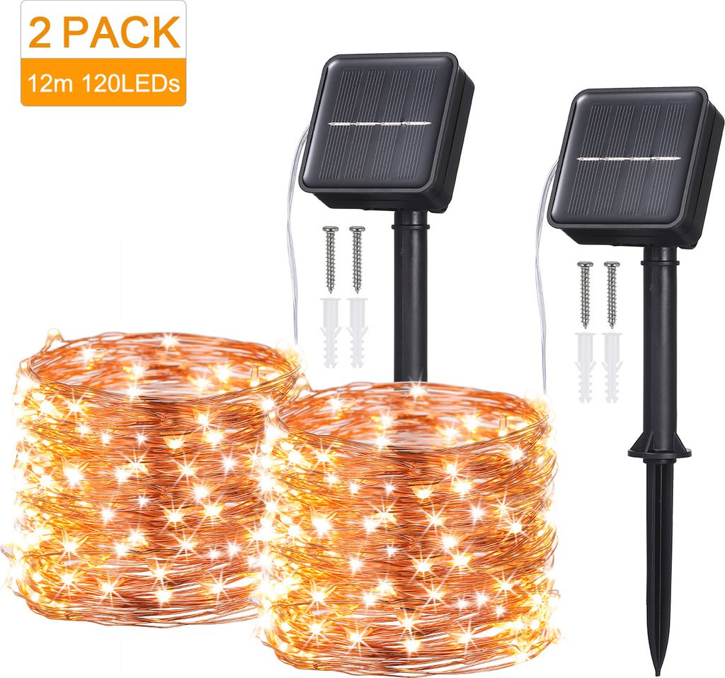 2 sztuki Tomshine 120Leds, 12-metrowe słoneczne lampki Zdjęcie produktu 8