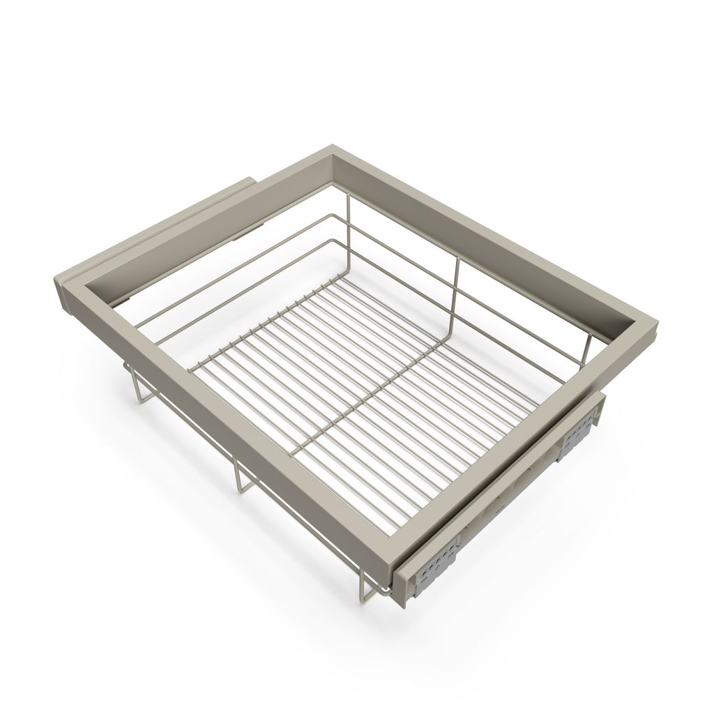 Emuca Set aus Drahtkorb- und Gleitrahmenset mit sanftem Schließen für Kleiderschrank, verstellbar, Modul 600mm, Steingrau