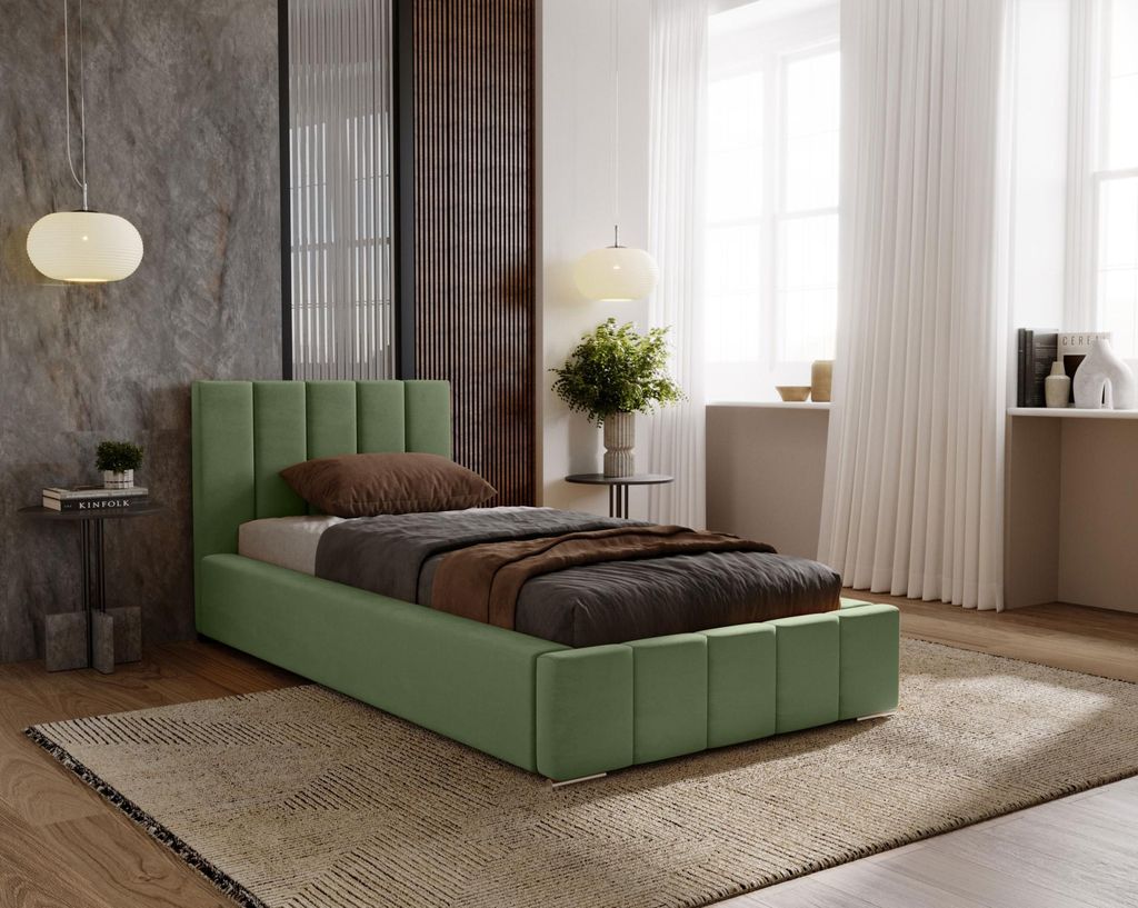 Einzelbett 80x200 mit Stauraum CULPEPER - Khaki