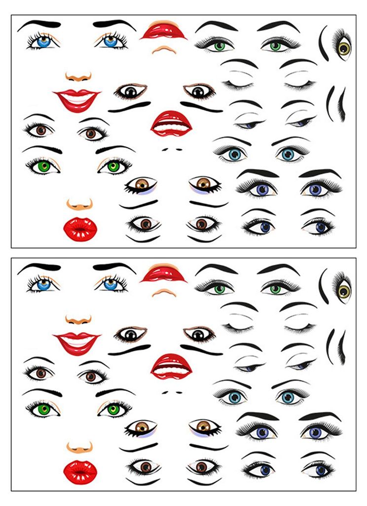 1/2 Blatt Gesichtsausdruck-Aufkleber, wasserfest, PVC, selbstklebend, DIY-Bastelarbeiten, Damen-Gesichtszüge, Augen, Augenbrauen, Mund, Nase, Deko...