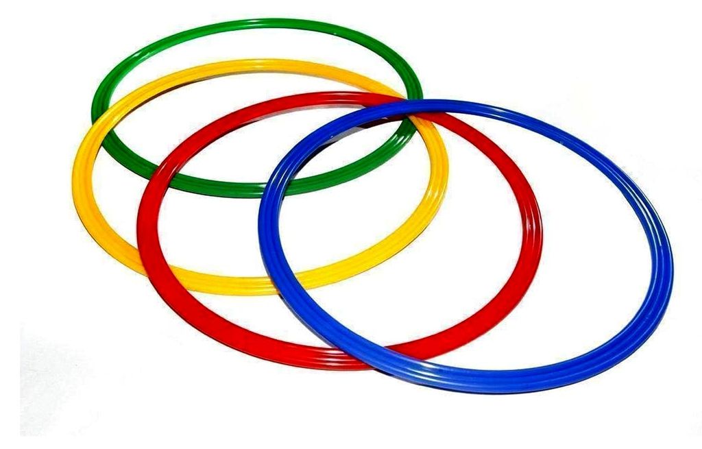 Agility Hundesport – 8er Set Multifunktionsringe/Reifen Ø ca. 60 cm in 4 Farben, Unisex, je 2 x Rot, Gelb, Blau, Grün – Koordinations- und Au...
