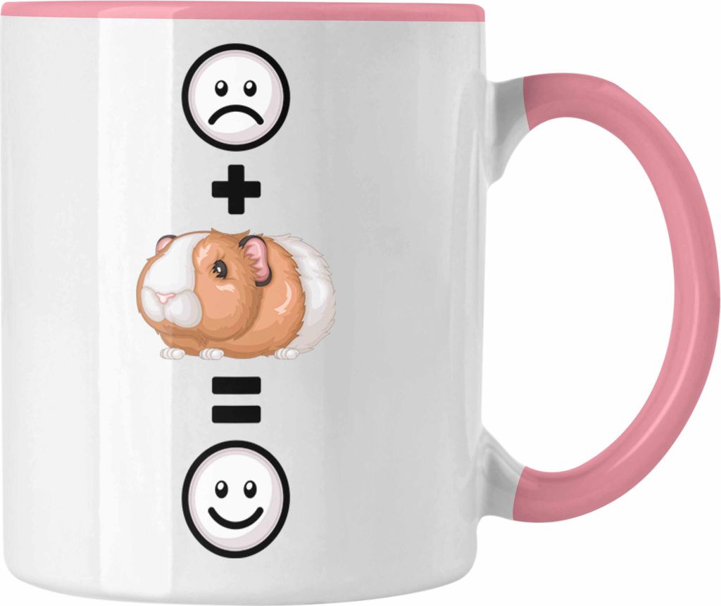 Trendation - Meerschweinchen Tasse Geschenk für Meerschweinchen Besitzer :( + Meerschweinchen = :) Lustige Geschenkidee Geburtstag (Rosa)