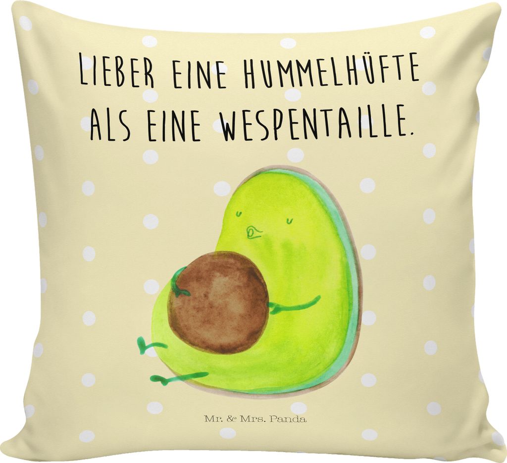 Mr. & Mrs. Panda Sofa Kissen Avocado Pfeifen - Gelb Pastell - Geschenk, Diät, Kuschel, Abnehmen, Deko, 40x40, Schwanger, kuschelkissen, bedruckt, ...