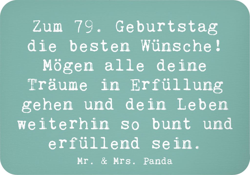 Mr. & Mrs. Panda magnet Spruch 79. Geburtstag - Meeresbrise - Geschenk, Glückwunsch, Geburtstagssprüche, Kühlschrankmagnet, Pinnwandmagnet, beso...
