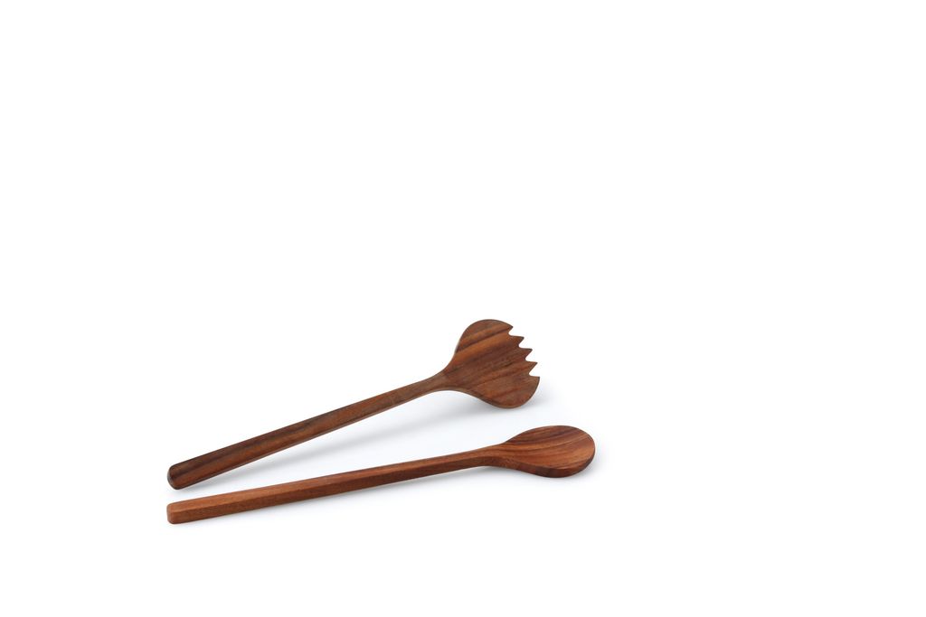 Continenta Salatbesteck, 2-tlg., Salat Besteck, Salatgabel, Salatlöffel, Holzbesteck, Akazienholz, L 36 cm, 4841