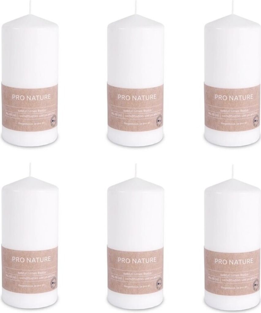 Müller Kerzen PRO NATURE Candele Viola Lilla - Set Di 6 Candele Steariche - 6,8 X 10 Cm - Durata 20 Ore - Cera Naturale Senza Paraffina E Olio Di Palma