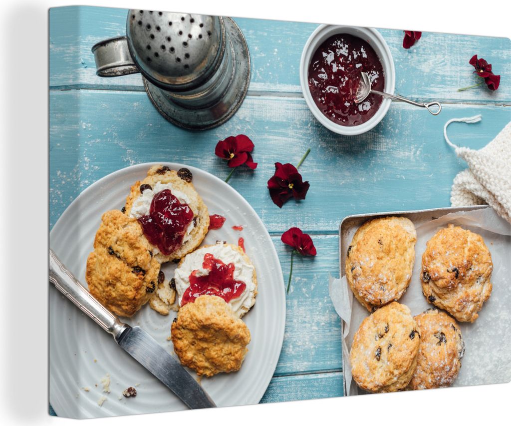 OneMillionCanvasses - Leinwandbilder - 140x90 cm, Scones - England - Lebensmittel, Wandbilder Kunstdruck Wanddekoration - Foto auf Leinwand - Gem...