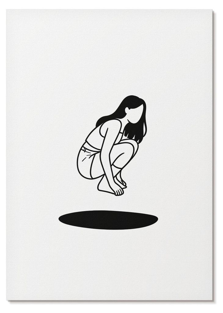 POSTER - 29x42 cm (A3) - Afterform - Eine kauernde Gestalt vor weißem Hintergrund ohne Details - Wandbild für Wohnzimmer Schlafzimmer & Flur, Mod...